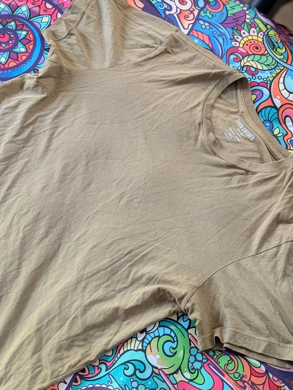 Todd Snyder NY Men's Premium Jersey 100% Cotton T-Shirt Olive Green Size Small